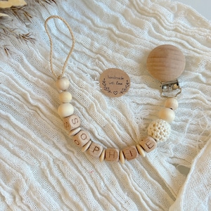 Personalized pacifier chain / pacifier clip / silicone pacifier chain Natural