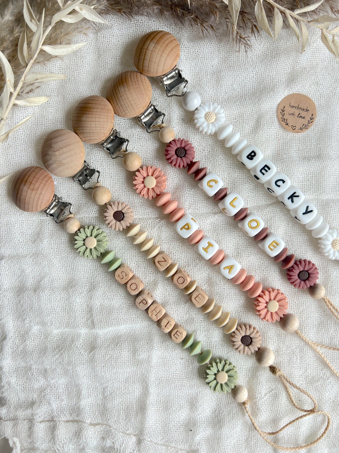 Unique Pacifier Chain Personalized Pacifier Chain / Silicone Pacifier Chain // Flowers - Etsy