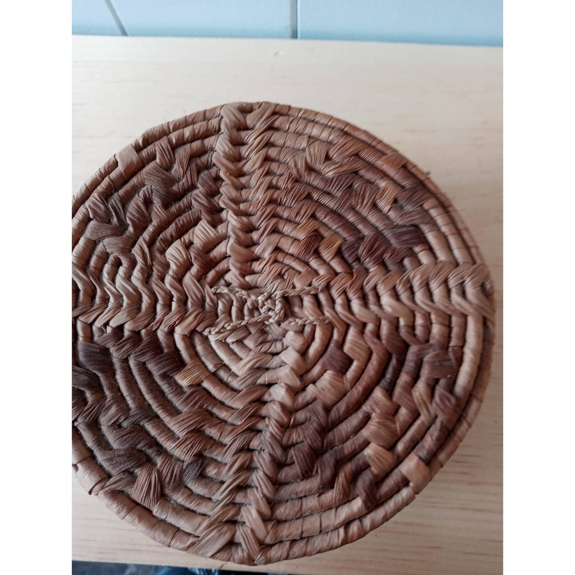 Vintage Small Woven Basket With Lid 6 in. Boho Decor Trinket Etsy