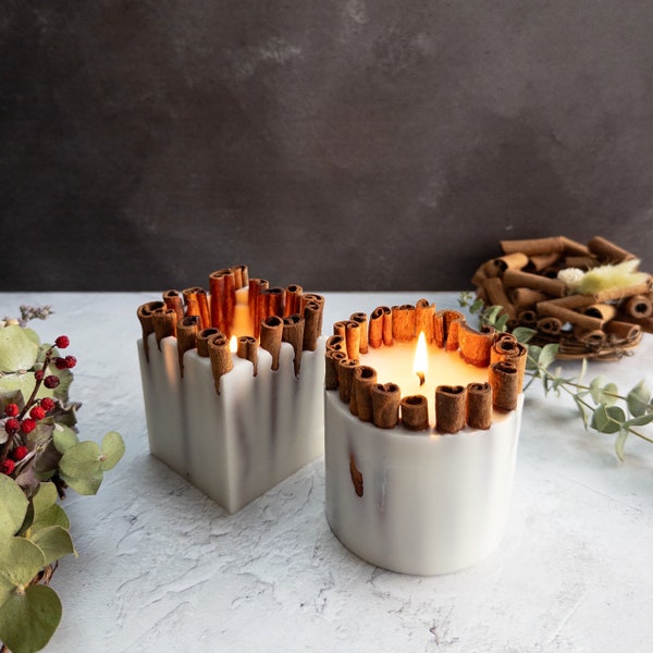 Cinnamon Stick Pillar Candle | Appel & Cinnamon Christmas Candle | Christmas Decor | Christmas Gift | Decorative Candle |  Winter Gift