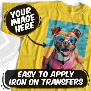 Trasferimento da stirare su maglietta / Personalizzato con la tua immagine / foto per creare magliette personalizzate per le feste