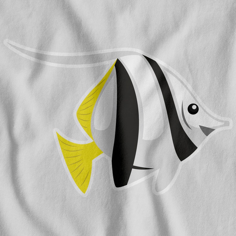 Fish Black /& White Sea Life Iron On T-Shirt Transfer Print