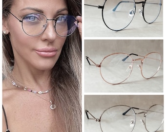 FREE UK Delivery - Anti Blue Light Glasses - Computer Blocking Blue Tint - Light Weight Frame - Anti Glare Eyestrain - Oval Metal Frames
