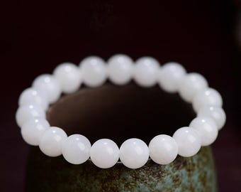 6mm – 11mm round and drum shape natural nephrite jade beaded bracelet