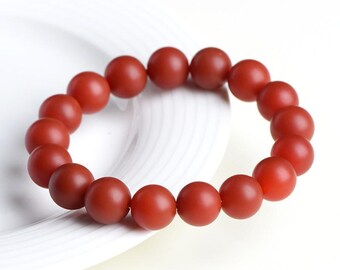 6 – 10mm Round Shape Matte Surface Genuine Natural Red Agate