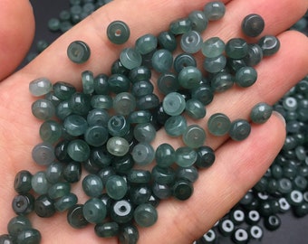 Guatemalan Jadeite Drum Beads (5.5-6mm) - Natural Jade Beads