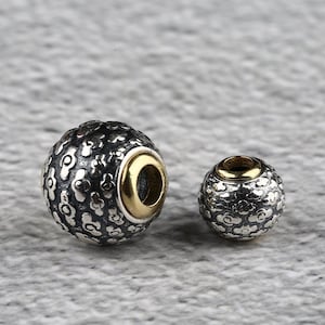 oxidized s925 sterling silver cloud pattern round shape bead, spacer bead