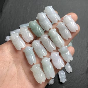 5 pcs Natural Jadeite Cicada Charm: Engraved Jade Pendant