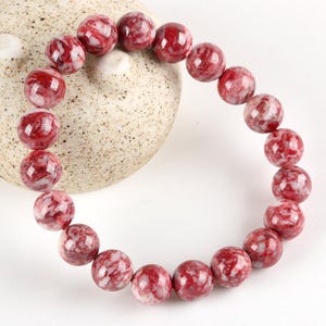 Armband med naturlig cinnoberpärlor: Runda ädelstenssmycken (6–12 mm)