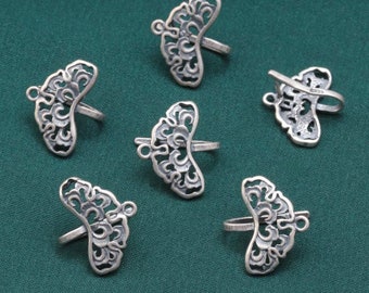 2 pcs / 5 pcs hollow flower pattern fan shape s925 sterling silver clasp, pendant hook, silver hook, gemstone hook