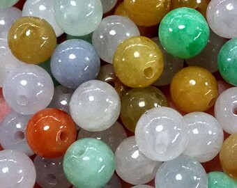 5 – 20 pcs 6 – 10 mm Genuine natural Colorful jadeite round shape jade bead