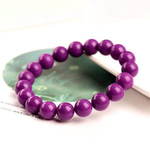 6mm – 10mm round shape genuine natural purple mica beaded bracelet