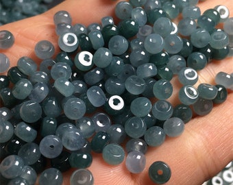100 pcs small drum shape clear blue jade bead natural jadeite bead