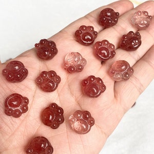 5 Stück / 10 Stück Katzenpfoten Form natürliche Erdbeer Quarz Perle