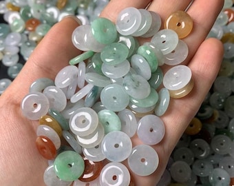 20 pcs / 50 pcs 13 mm Genuine natural colorful jadeite ring shape jade bead