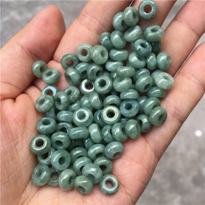 50 pcs / 100 pcs 6 – 10 mm natural oily green jadeite bead donut shape jade bead