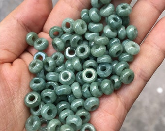 50 pcs / 100 pcs 8 – 10 mm natural oily green jadeite bead donut shape jade bead