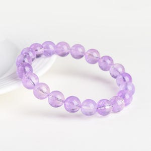 6 – 14mm round shape genuine natural lavender amethyst beaded bracelet
