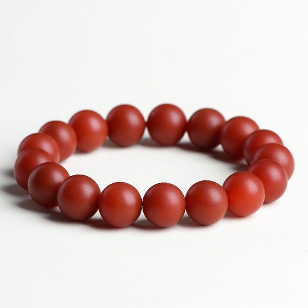6 – 10mm Round Shape Matte Surface Genuine Natural Red Agate