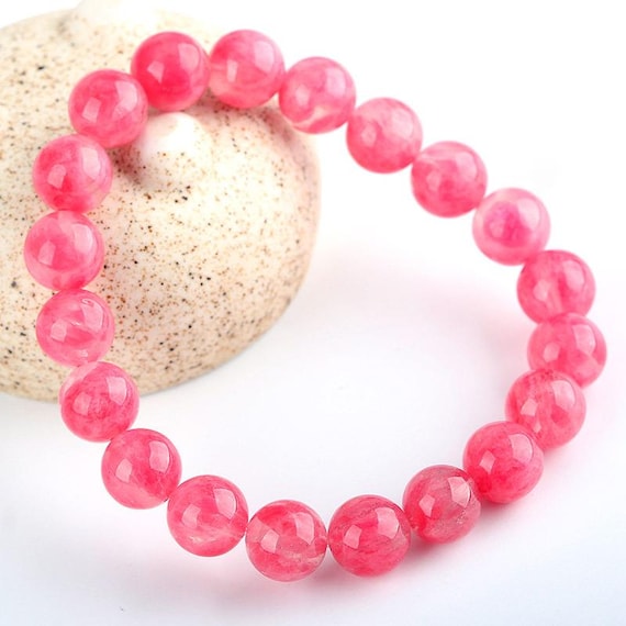 7A genuine natural rhodonite bracelet, 7 – 12mm round shape beaded bracelet