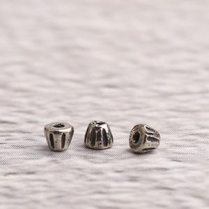 Oxidized Sterling Silver Tower Beads: Tiny S925 Spacer Beads