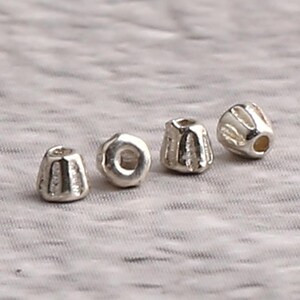 Oxidized Sterling Silver Drum Bead, Small Patterned Bead
