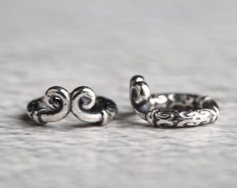 2 pcs Monkey King’s Headband shape oxidized s925 sterling silver bead
