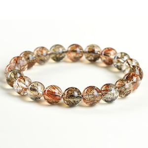 Pulsera de cuentas de cuarzo rutilado Super Seven 7 de oro negro natural 7A de forma redonda de 4 mm a 12 mm