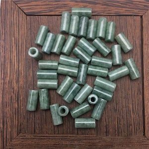 Oily Green Jadeite Tube Beads (13mm) - Natural Jade Gemstone - 20 or 50 Pcs