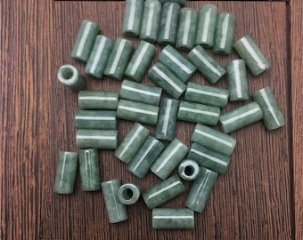 Oily Green Jadeite Tube Beads (13mm) - Natural Jade Gemstone - 20 or 50 Pcs