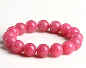 7mm - 12mm round shape 7A genuine natural rhodonite beaded bracelet