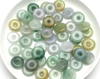 20 pcs / 50 pcs 13 mm Genuine natural jadeite ring shape jade bead