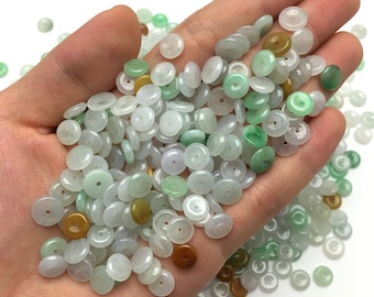 50-pieces 8 mm genuine natural colorful jadeite ring shape bead