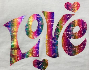 Love Distressed Logo with Rainbow Foil