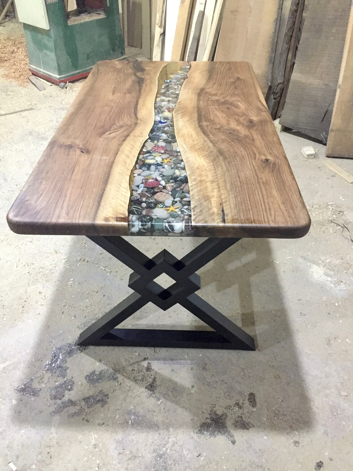 Wooden Epoxy Desklandscape Deskoffice Furniturewalnut Desk Etsy