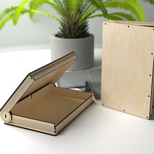 Caixa de livro - Caixa articulada com arquivos cortados a laser com borda curva - Glowforge