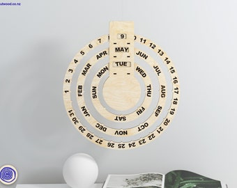 Lasergesneden eeuwigdurende kalender SVG: Glowforge houten kalenderbestanden