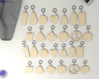 Keychain Cut Plans Digital File - Various Designs Bundle - Ai SVG EPS - Glowforge Pattern
