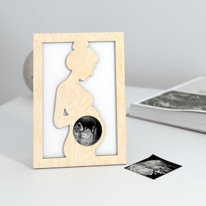 Baby Scan Laser Cut Slot In Picture Frame Gift - svg for Glowforge - Pregnancy Announcement, Ultrasound Laser Cut wood picture frame