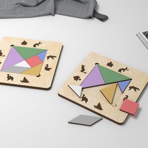 Tangram Puzzle Laser Cut Files: SVG DXF PDF Vector Pattern