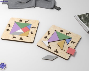 Tangram Puzzle Laser Cut Files: SVG DXF PDF Vector Pattern