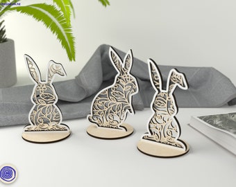 Floral Easter Bunnies - Set of 3 - Glowforge - Laser Cut Files