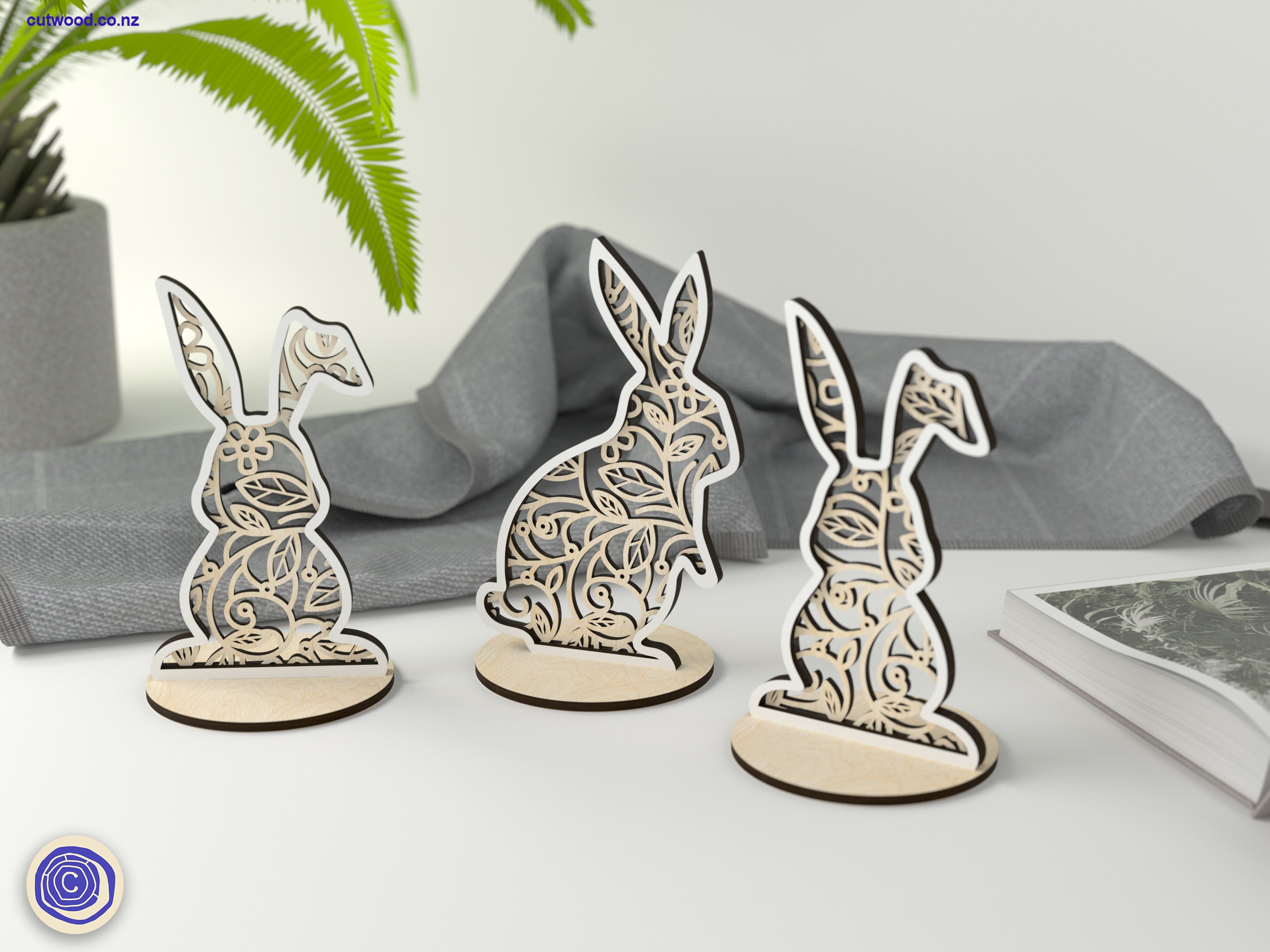 CNC Laser Wood Cut Table Lamp SquareShape Easter Bunny Pattern 3D Paper  Wooden Laser Cutting Sculpture Photoreal Intricate Enchanting Beautiful and  Whimsical · Creative Fabrica