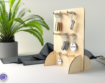 Keychain Display Stand Laser Cut File: Vendor Tabletop Design (Ai SVG EPS)