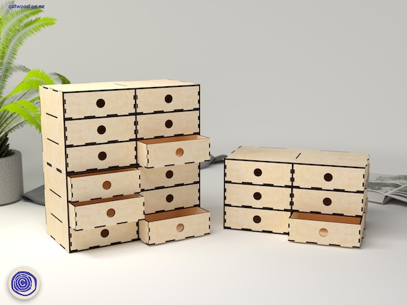 Organizer With Drawers - 3mm, 1/8inch 4mm Files - Laser Cut File
