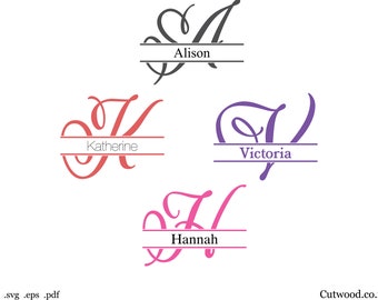 Split Monogram Alphabet Frame: 26 Vector Files (Digital Download)