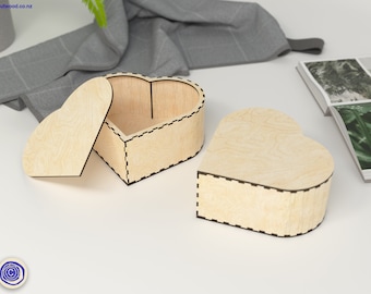 Wooden Heart Shaped Jewelry Box Digital File - Ai SVG EPS - Laser CNC Cut Pattern Model