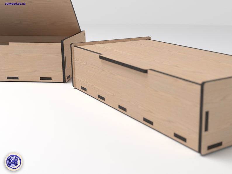 Laser Cut Box With Hinged Lid SVG DXF Glowforge Files (3mm) - Etsy