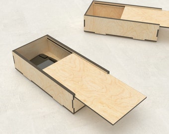 Laser files slider box. Small storage box Vector DXF files for laser cutting wood. SVG laser cut files. and CNC