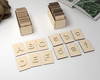 Montessori małe i wielkie litery-edukacyjne puzzle do nauki alfabetu-SVG, DXF-plik cyfrowy
